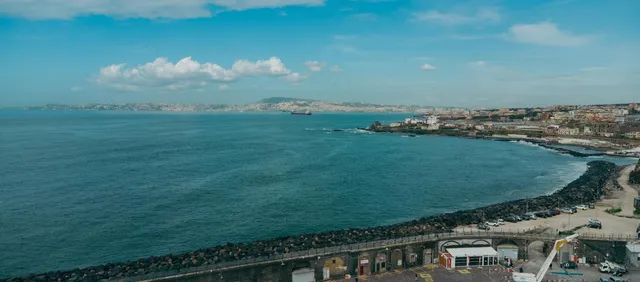Lungomare and sunset facing Vesuvius