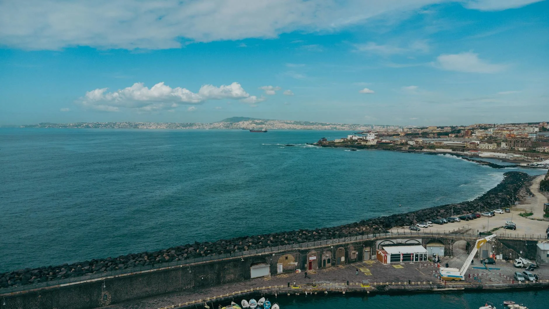 Lungomare and sunset facing Vesuvius